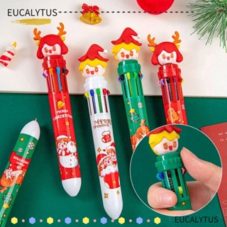 Eutus ปากกาลูกลื่น ลายการ์ตูนคริสต์มาส ขนมปังขิง ของขวัญคริสต์มาส 10 in 1 1 ชิ้น 4 ชิ้น