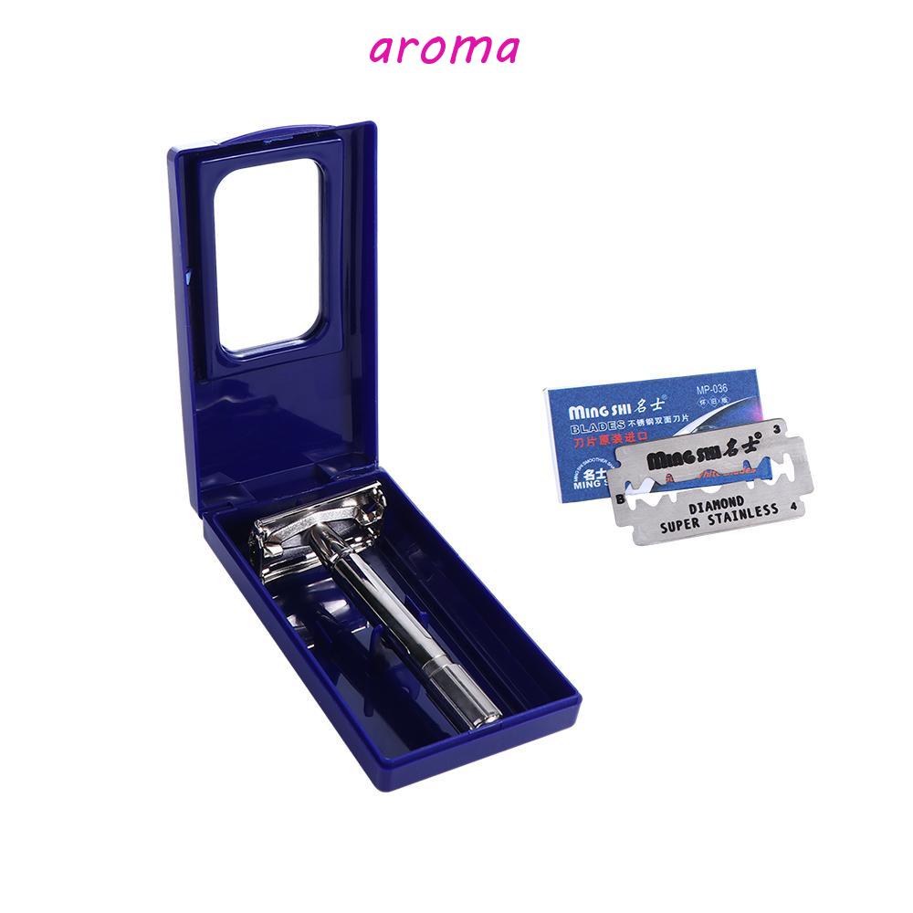 aroma-มีดโกนหนวด-สเตนเลส-ขอบคู่-คลาสสิก-ของขวัญสําหรับผู้ชาย-ผู้หญิง-สําหรับเครา-เครา-ผู้ชาย