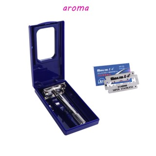 Aroma มีดโกนหนวด สเตนเลส ขอบคู่ คลาสสิก ของขวัญสําหรับผู้ชาย ผู้หญิง สําหรับเครา เครา ผู้ชาย