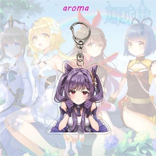 Aroma พวงกุญแจ จี้ฟิกเกอร์การ์ตูนอนิเมะ Genshin Impact สองด้าน สําหรับห้อยกระเป๋า