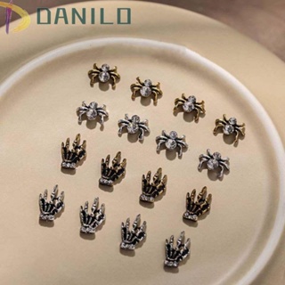 Danilo อุปกรณ์ตกแต่งเล็บ รูปแมงมุมฮาโลวีน เพชรอัลลอย สําหรับตกแต่งเล็บ DIY 5 ชิ้น ต่อชุด