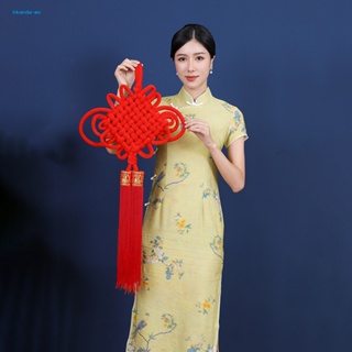 Hkanda จี้ปมกํามะหยี่ สีแดง สัญลักษณ์ตรุษจีน สําหรับตกแต่งผนัง เทศกาลตรุษจีน