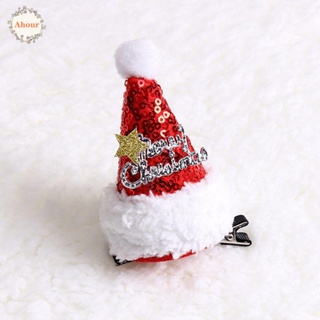 Ahour กิ๊บติดผม รูปหมวกคริสต์มาส เกล็ดหิมะ ประดับโบว์ โลหะผสม สําหรับเด็ก