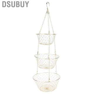 Dsubuy Hanging Fruit Baskets Multifunction 3 Tier Removable Vegetable Storage Organizer Wall-Mounted Metal for Kitchen Garden Fruits and Veggies More