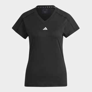 adidas เทรนนิง เสื้อยืดคอวี AEROREADY Train Essentials Minimal Branding ผู้หญิง สีดำ HN5543