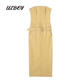 Uibey ชุดเดรส สีพื้น แฟชั่น เซ็กซี่ 8951