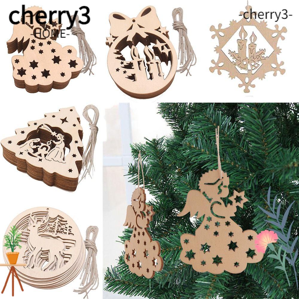 cherry3-จี้ไม้แกะสลัก-แฮนด์เมด-สําหรับแขวนตกแต่งต้นคริสต์มาส-10-ชิ้น