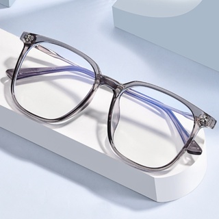 ใหม่ แว่นตา สีเทา ป้องกันแสงสีฟ้า เลนส์แบน เรียบง่าย สําหรับผู้ชาย และผู้หญิง