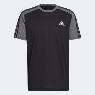 adidas ไลฟ์สไตล์ เสื้อยืดผ้าเมแลงจ์ Essentials ผู้ชาย สีดำ HK2902