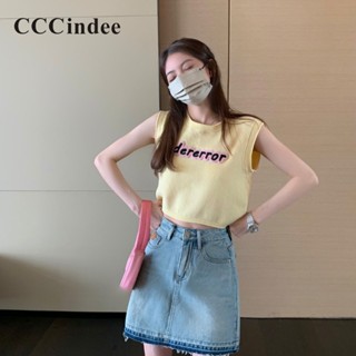 Cccindee ใหม่ เสื้อสายเดี่ยว แขนกุด เข้ารูป พิมพ์ลาย สีตัดกัน เข้ากับทุกการแต่งกาย แฟชั่นสําหรับผู้หญิง 2023