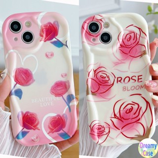 เคสโทรศัพท์มือถือ ขอบโค้ง ลายดอกกุหลาบ และหัวใจ สีครีม สําหรับ VIVO Y02T Y02S Y17S Y22S Y21S Y20S Y35 Y50 Y53S Y51A Y16 Y15S Y01 Y19 Y27 Y75 Y76 Y78 Y91C Y1S Y95