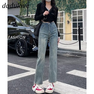 DaDulove💕 New American Ins High Street Retro Jeans Niche High Waist Raw Edge Straight-leg Pants Large Size Trousers