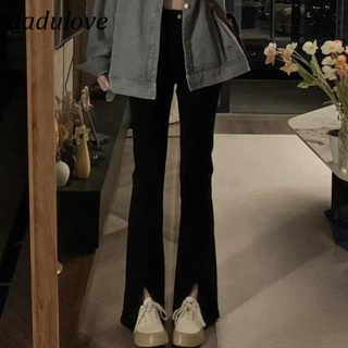 DaDulove💕 New American Ins High Street Thin Section Slit Micro Flared Jeans Niche High Waist Wide Leg Pants Trousers