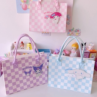 SANRIO กระเป๋าสะพายไหล่ กระเป๋าถือ ผ้าสักหลาด ขนาดใหญ่ จุของได้เยอะ ลาย Hello Kitty Cinnamoroll KuromiMelody แบบเรียบง่าย สําหรับสตรี และนักเรียน