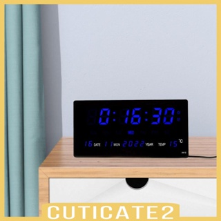 [Cuticate2] นาฬิกาปลุกดิจิทัลตั้งโต๊ะ พร้อมปฏิทินวันที่ อุณหภูมิ พร้อมไฟ LED สไตล์โมเดิร์น สําหรับห้องโถง ห้องนั่งเล่น ห้องนอน