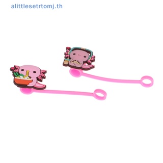 Alittlese ฝาครอบหลอดดูดน้ําพลาสติก PVC ลายการ์ตูนน่ารัก สีชมพู ใช้ซ้ําได้ กันกระเด็น 1 ชิ้น