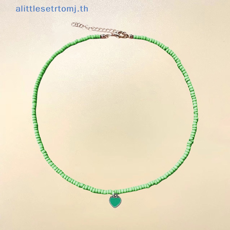 alittlese-สร้อยคอโช้กเกอร์-จี้ลูกปัด-รูปหัวใจ-แฮนด์เมด-หลากสี-เครื่องประดับแฟชั่น-สําหรับผู้หญิง-th