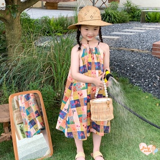 ชุดเดรสกระโปรง ลายสก๊อต เหมาะกับเดินชายหาด แฟชั่นฤดูร้อน สําหรับเด็กผู้หญิง อายุ 3-8 ปี