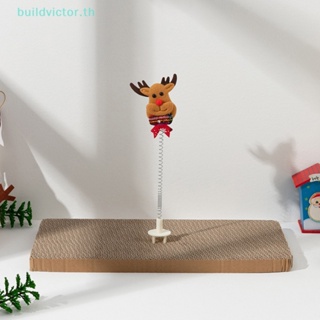 Buildvictor ของเล่นไม้เกา รูปซานตาคลอส กวาง คริสต์มาส สําหรับสัตว์เลี้ยง แมว