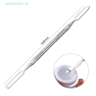 Buildvictor ไม้พายผสมรองพื้น สเตนเลส หัวคู่ สําหรับแต่งหน้า TH