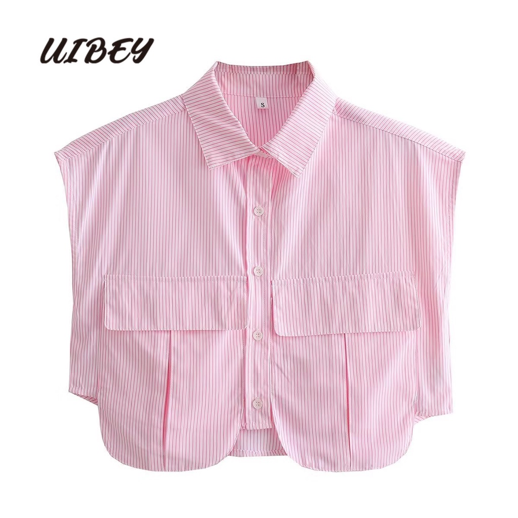 uibey-เสื้อเชิ้ตแฟชั่น-คอปก-ลายทาง-9700