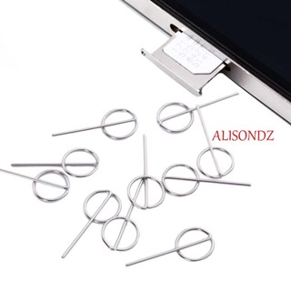 Alisondz ถาดซิมการ์ด Ejector สแตนเลส 10 ชิ้น / แพ็ค เครื่องมือที่สําคัญโทรศัพท์ใช้เครื่องมือสมาร์ทโฟน ถอดการ์ด Pin