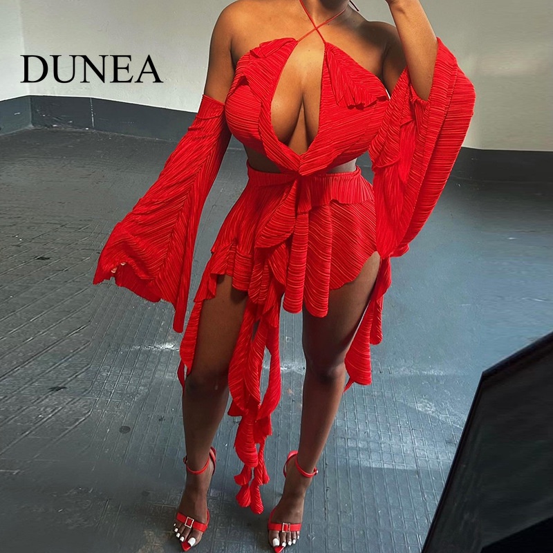dunea-ชุดเดรส-สายคล้องคอ-เปลือยหลัง-ริบบิ้น-เซ็กซี่-สําหรับผู้หญิง