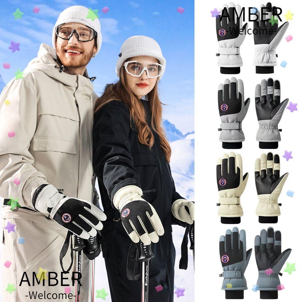 amber-ถุงมือขี่จักรยาน-ถุงมือหิมะ-กันน้ํา-อบอุ่น-สบาย-หน้าจอสัมผัส-กันลื่น-ถุงมือเล่นสกี-กลางแจ้ง
