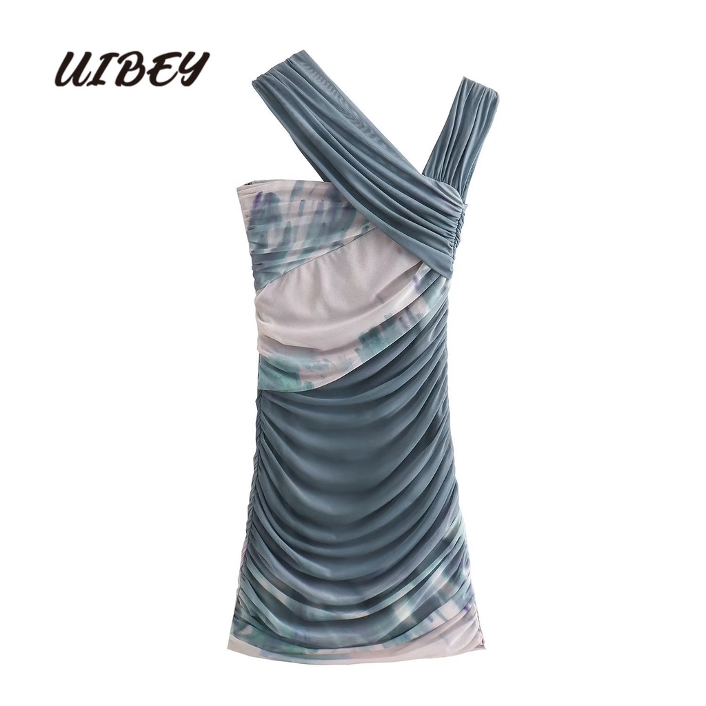 uibey-ชุดเดรส-ผ้าไหม-พิมพ์ลาย-คอแนวทแยง-2734