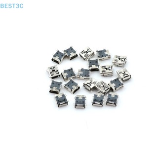 Best3c แจ็ค Mini USB Type B ตัวเมีย 5-Pin 180 องศา SMD SMT PCB 20 ชิ้น