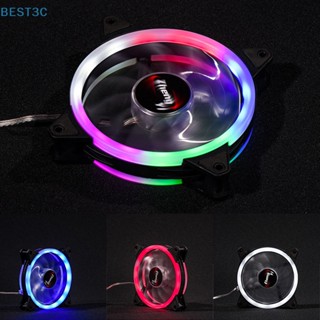 Best3c พัดลมระบายความร้อน LED RGB 12 ซม. DC 12V สําหรับเคสคอมพิวเตอร์ PC CPU