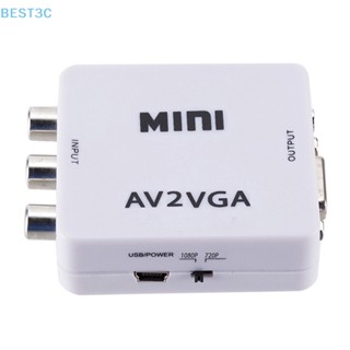 Best3c AV RCA เป็น VGA อะแดปเตอร์วิดีโอ HD 1080P กล่องสวิตช์แปลงทีวี ขายดี