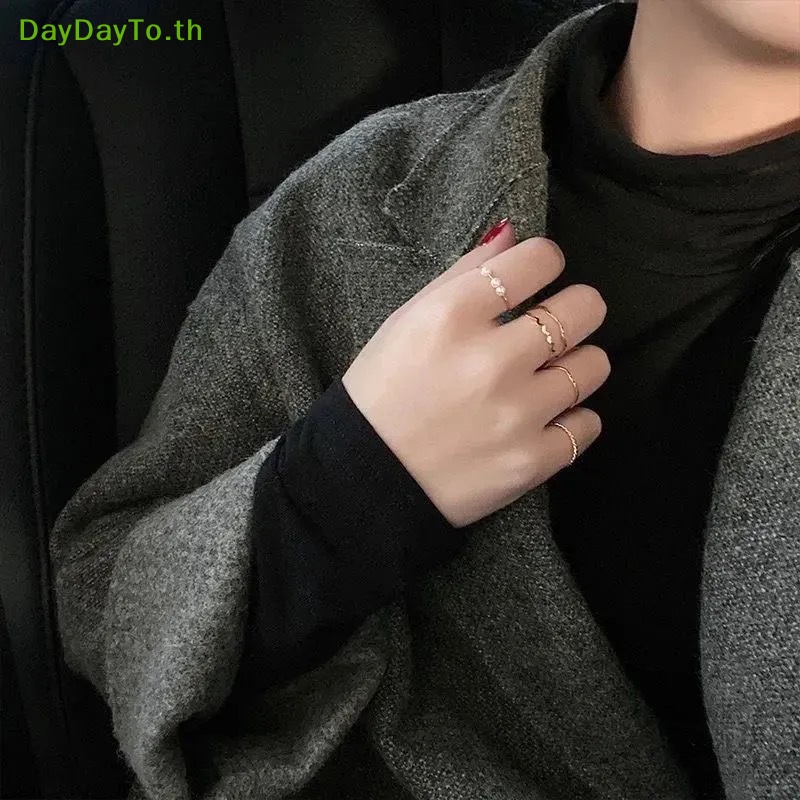 daydayto-ชุดแหวนนิ้วมือ-ประดับมุก-รูปหยัก-ปรับได้-สไตล์เกาหลี-พังก์-เรียบง่าย-เครื่องประดับแฟชั่น-สําหรับผู้หญิง-5-ชิ้น