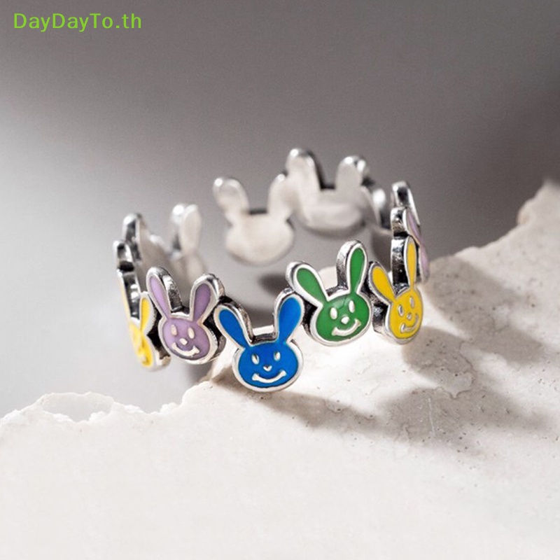 daydayto-แหวนเงินสเตอร์ลิง-925-รูปกระต่าย-หลากสี-เครื่องประดับแฮนด์เมด-สไตล์เรโทร-สําหรับผู้หญิง-th