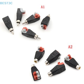 Best3c ขายดี อะแดปเตอร์ปลั๊กแจ็คเชื่อมต่อสายลําโพง a/v เป็นตัวผู้ rca 5 ชิ้น