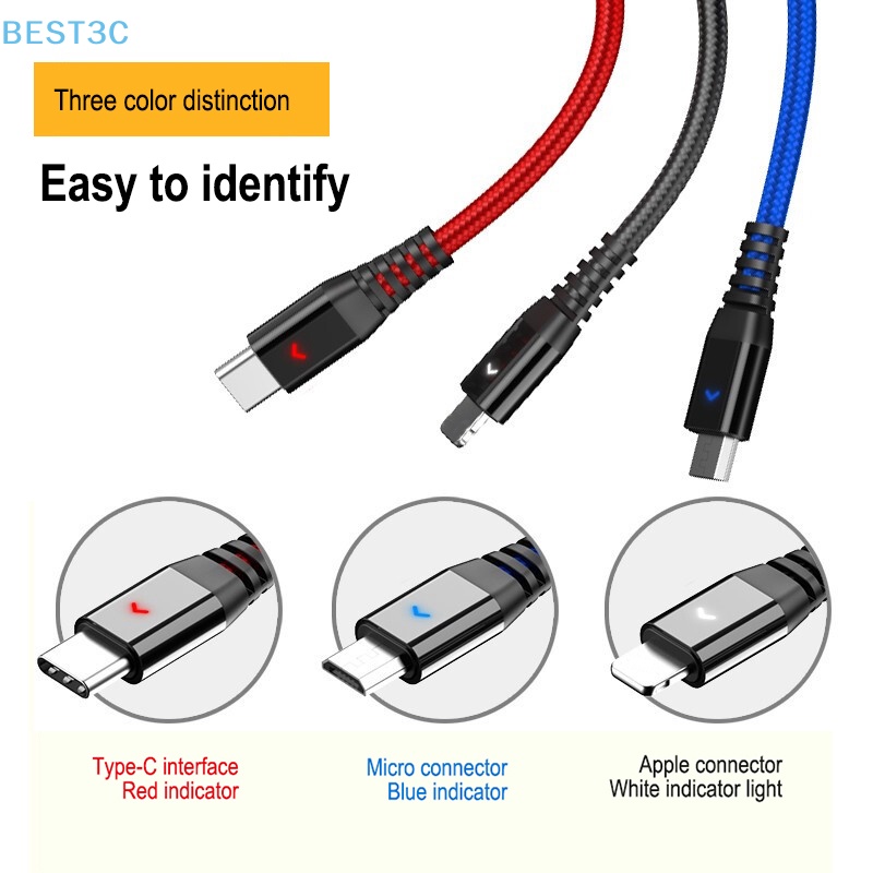 best3c-3in1-สายชาร์จ-usb-led-8pin-สายชาร์จโทรศัพท์-หลายพอร์ต-ขายดี