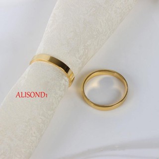 Alisond1 ผ้าเช็ดปาก แหวนร้านอาหาร สีทอง งานแต่งงาน อุปกรณ์จัดเลี้ยง ตกแต่งโต๊ะ หัวเข็มขัดผ้าเช็ดปาก