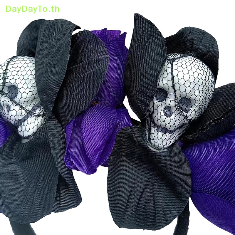 daydayto-ที่คาดศีรษะโฟม-รูปหัวกะโหลก-ดอกไม้จําลอง-สําหรับปาร์ตี้ฮาโลวีน
