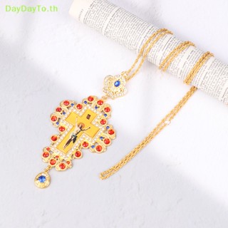 Daydayto สร้อยคอโซ่ จี้ไม้กางเขนพระเยซู ไม้กางเขน พลอยเทียม คาทอลิก เครื่องประดับแฮนด์เมด ของขวัญ TH