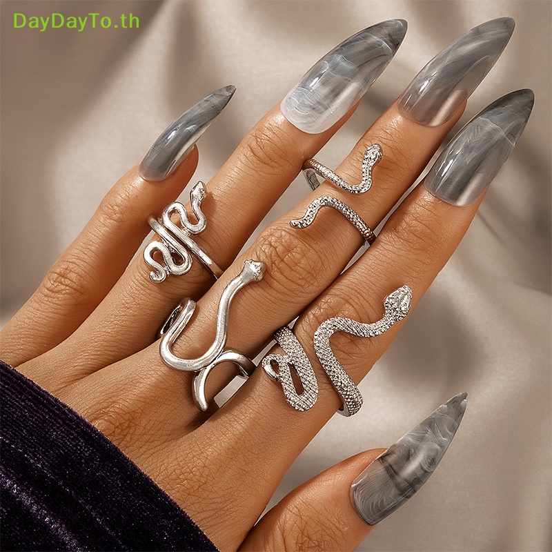 daydayto-ชุดแหวนงู-เครื่องประดับ-สําหรับผู้หญิง-4-ชิ้น