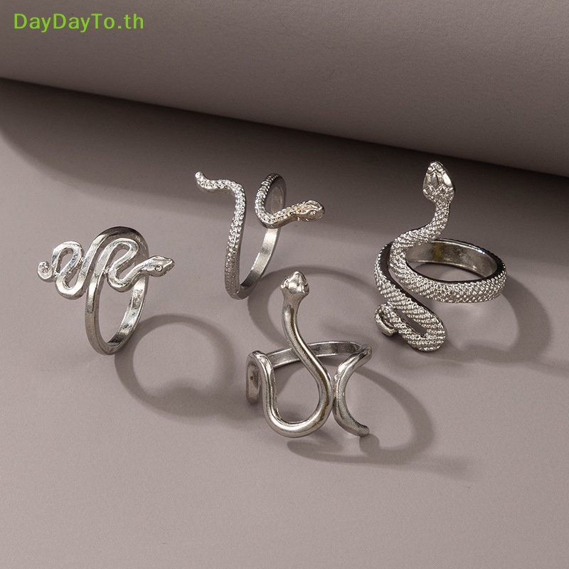 daydayto-ชุดแหวนงู-เครื่องประดับ-สําหรับผู้หญิง-4-ชิ้น