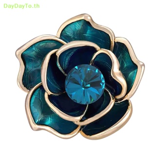 Daydayto เข็มกลัด รูปดอกคามิเลีย ประดับพลอยเทียม สีฟ้า หรูหรา สําหรับผู้หญิง
