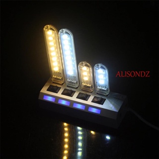 Alisondz หลอดไฟ LED 3 ดวง 5V ชาร์จ USB สําหรับโน้ตบุ๊ก Mini USB