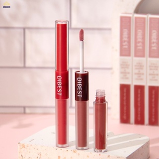 ลิปทินท์ QIBEST กํามะหยี่ Matteกันน้ํา ลิปกลอส Cup 2 in 1 Double Matte Lip Glaze Makeup 【doom】