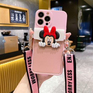 Compatible For Reno 10 Pro+ OPPO A98 A58 A38 A18 A78 A17 A17K A96 A76 A16 A95 A74 A94 A54 A15S A93 A53 A52 A92 A91 A31 A5 A9 2020 A5S A7 A12 F11 F9 เคสโทรศัพท์มือถือ ลายการ์ตูนมิกกี้ มินนี่เมาส์ พร้อมสายคล้อง สําหรับ