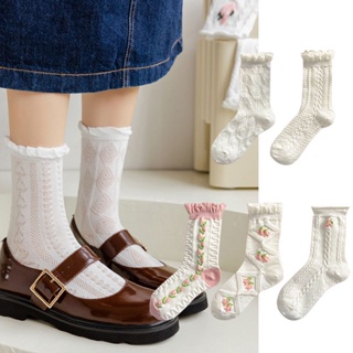 ถุงเท้า Jk สีขาวน่ารัก สไตล์ญี่ปุ่น แฟชั่นโลลิต้า