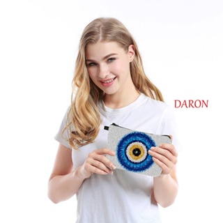 Daron กระเป๋าเครื่องสําอาง กระเป๋าคลัทช์ มีซิป พิมพ์ลายตาชั่วร้าย สีพื้น เหมาะกับการเดินทาง สําหรับผู้หญิง