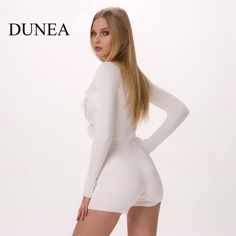 dunea-ชุดรอมเปอร์-แขนยาว-ลูกไม้-สําหรับผู้หญิง