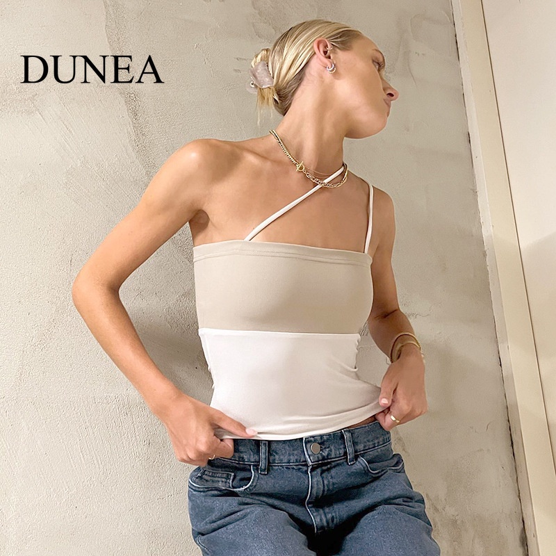 dunea-เสื้อสายเดี่ยว-แขนกุด-สีตัดกัน-สําหรับผู้หญิง