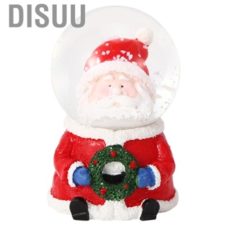 Disuu Mini Luminous Santa Claus Crystal Ball Ornament Holiday Snowman Desktop Figurines for Christmas Gift Festive Home Décor Party Favor